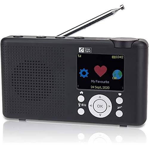 Ocean Digital Ocean Digital Wr-23f Portable Fm Internet Radio 24 Color Lcd Built-In Battery Wi-Fi Bluetooth (Black)
