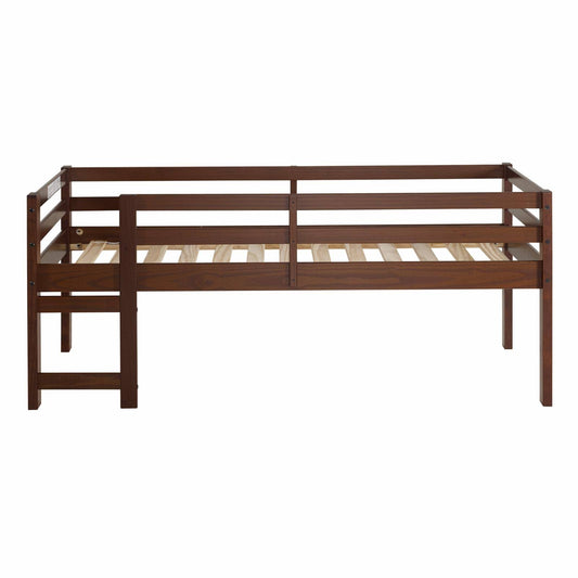Park Traditional Solid Wood Twin Low Loft Bed, Walnut