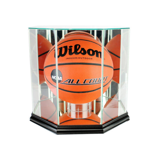 Octagon Basketball Display Case, Black Finish